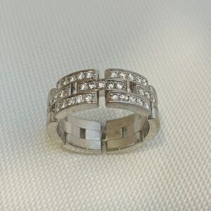 Cartier 18k White Gold Maillon Panthere Half Diamond Ring Size 8 1/4